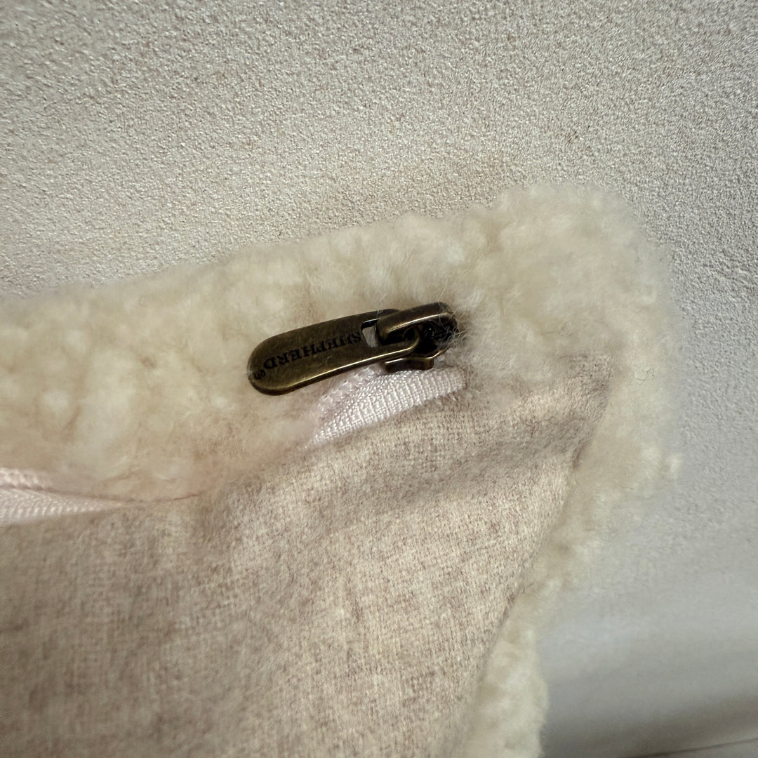Square sheepskin cushion neutral
