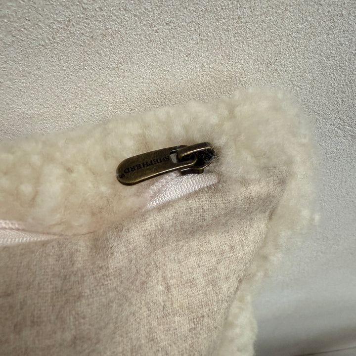 Square sheepskin cushion neutral