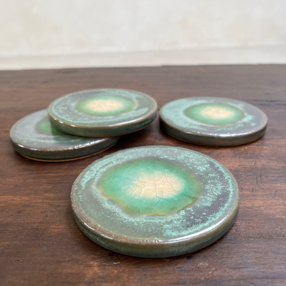 Stoneware Glazed Coasters Aqua