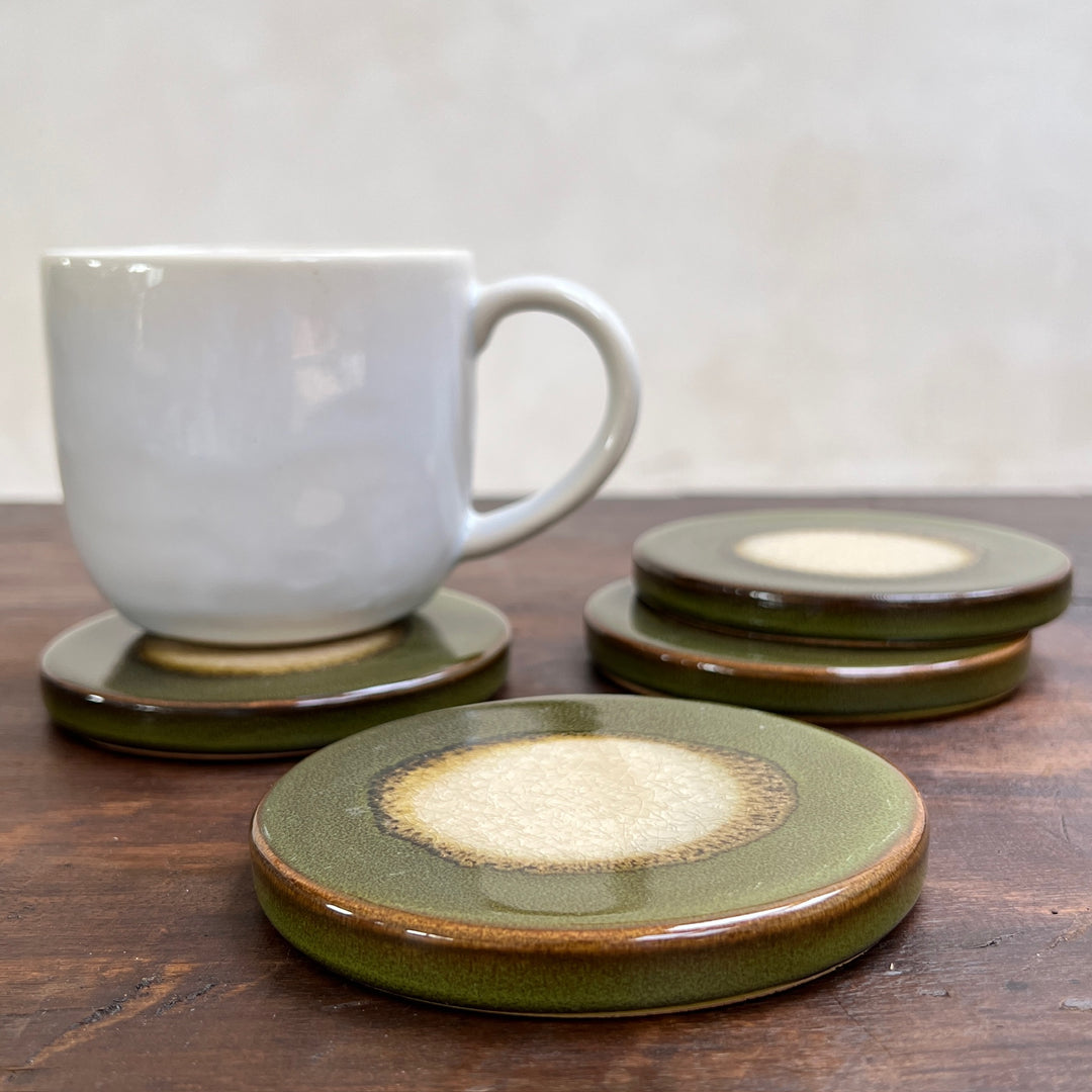 Stoneware Glazed Coasters Moss 
