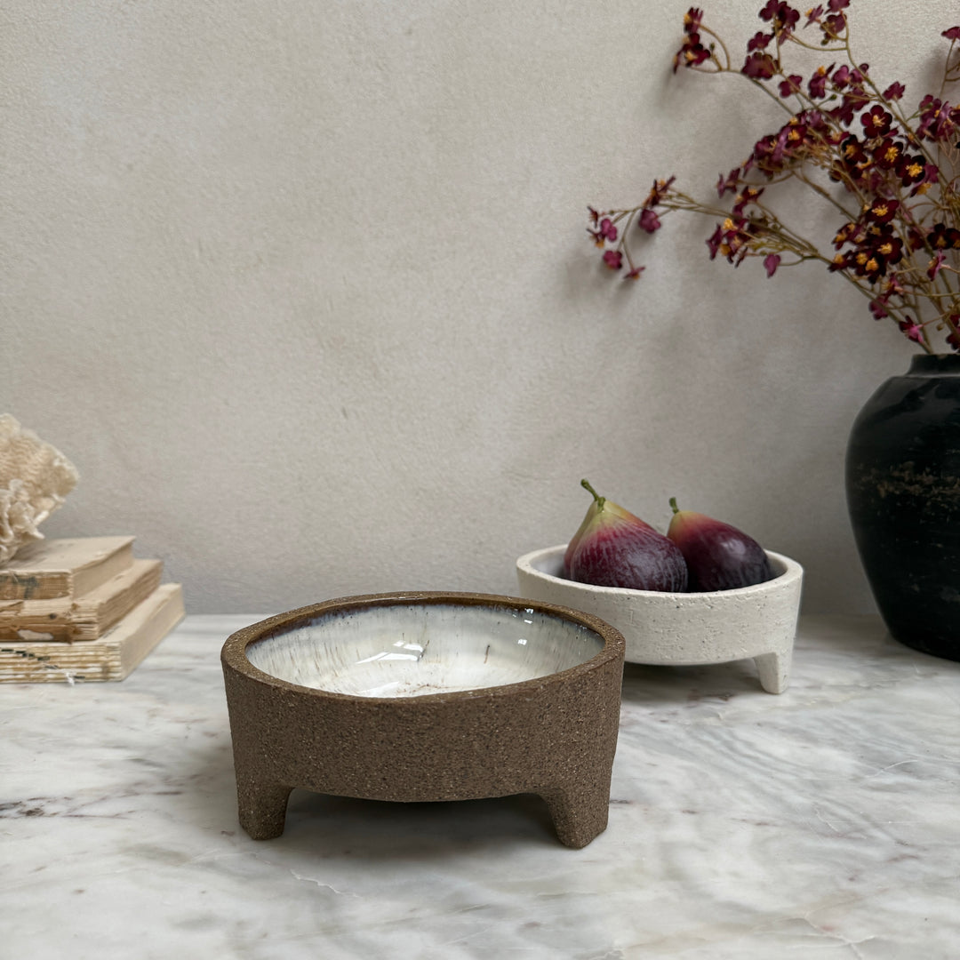 Stoneware bowl with glazed interior