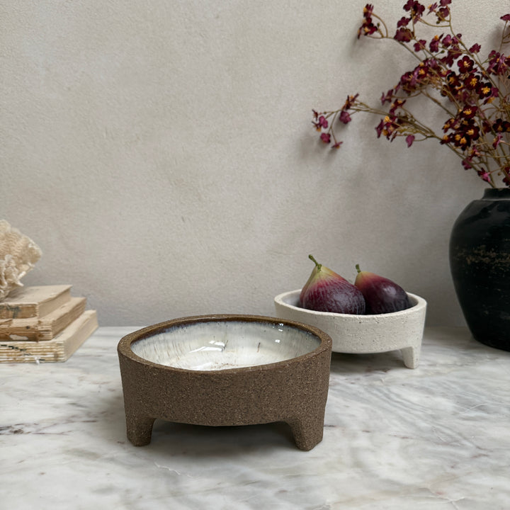 Stoneware bowl with glazed interior