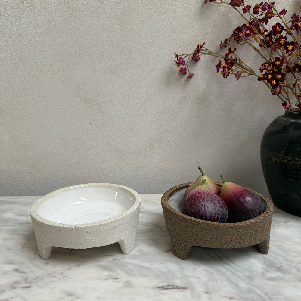 Stoneware bowl with glazed interior