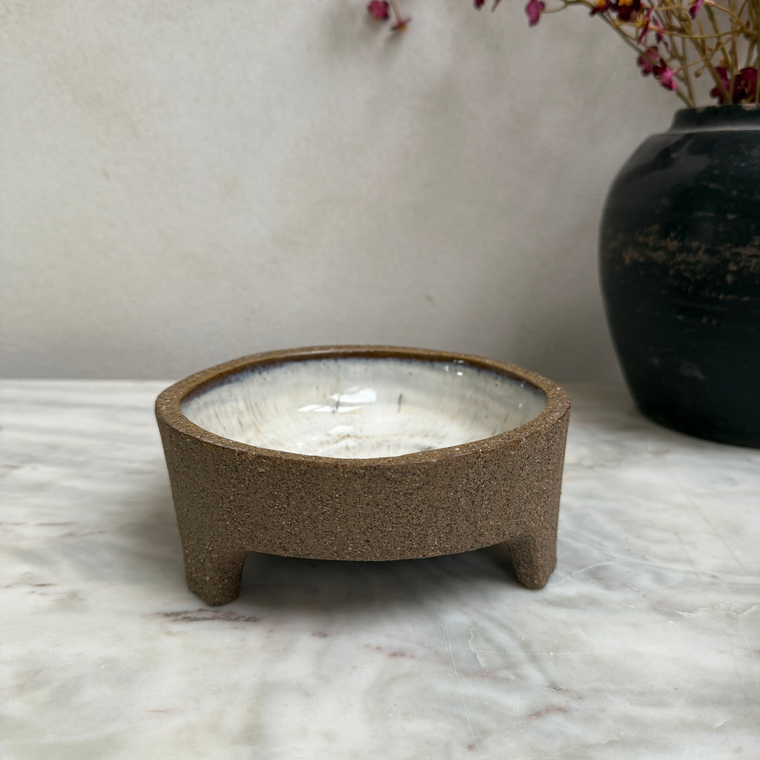 Stoneware bowl with glazed interior