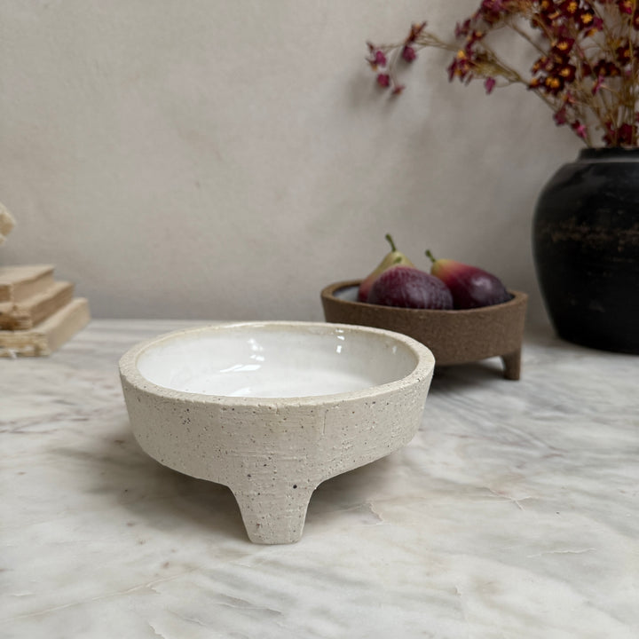 Stoneware bowl with glazed interior