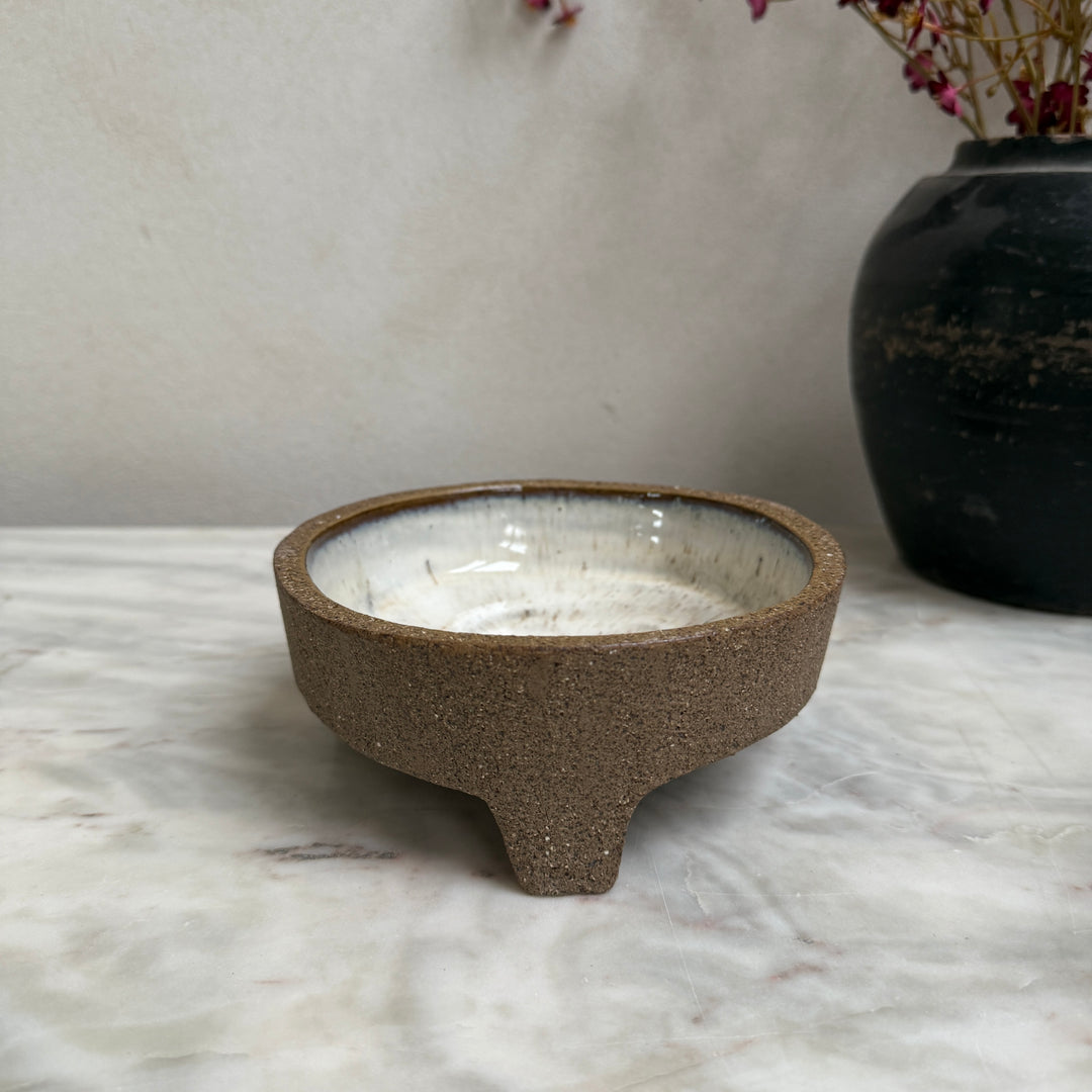 Stoneware bowl with glazed interior