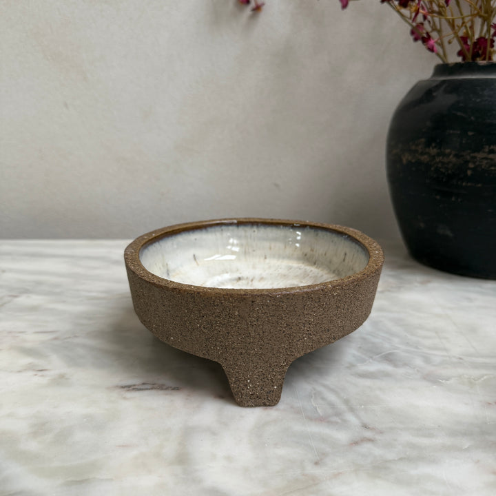 Stoneware bowl with glazed interior