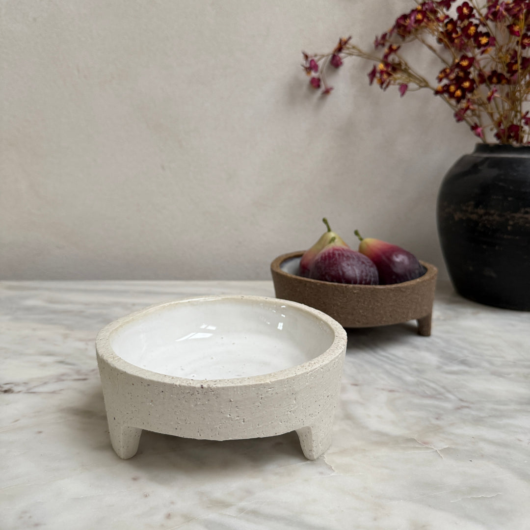 Stoneware bowl with glazed interior