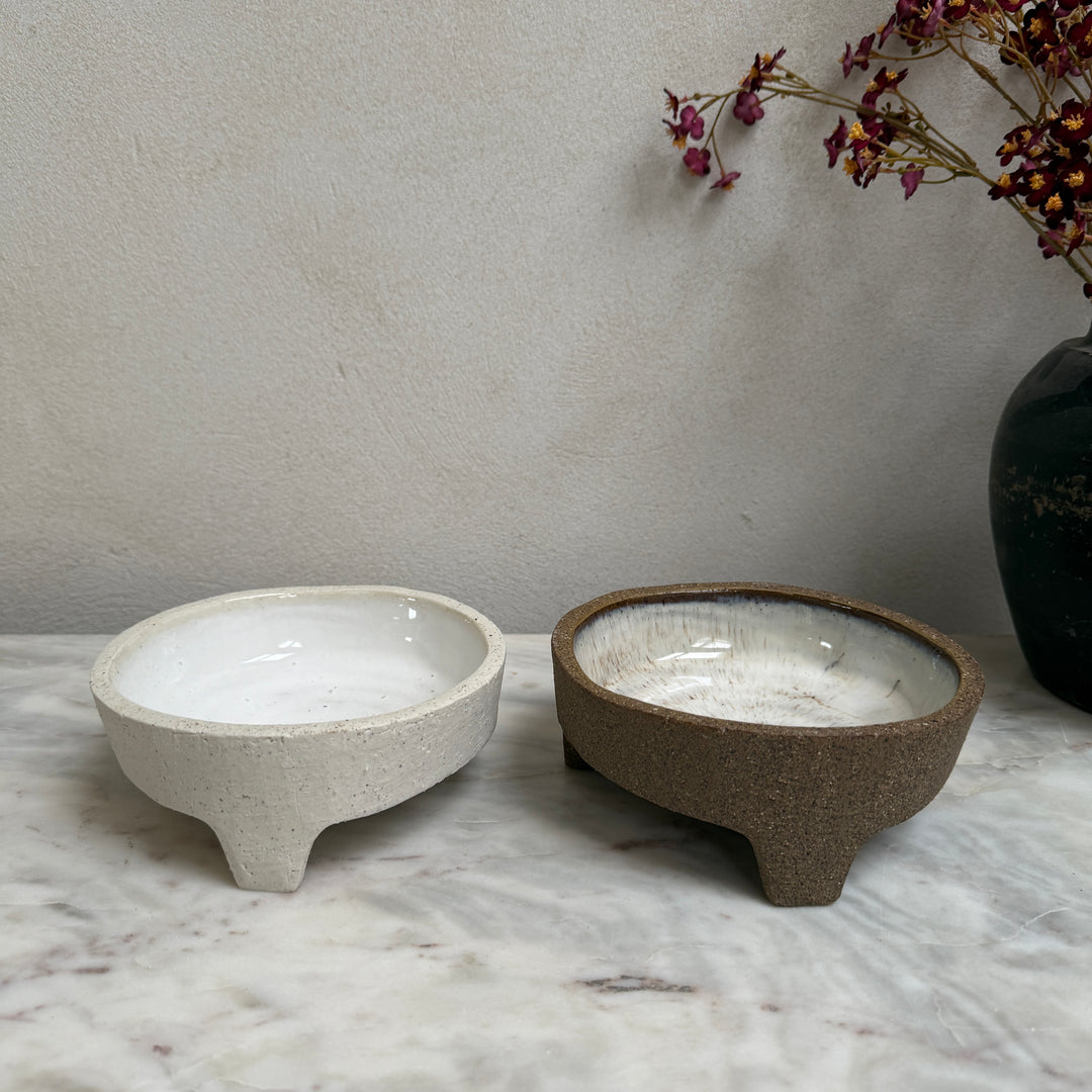 Stoneware bowl with glazed interior

