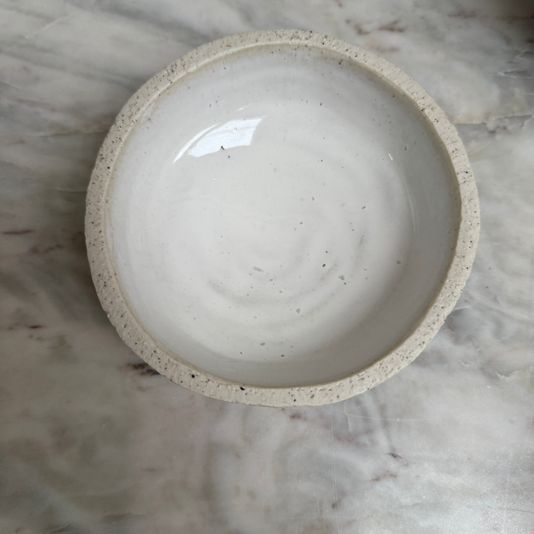 Stoneware bowl with glazed interior