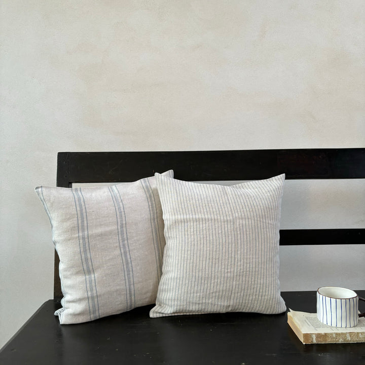 Striped Washed Linen Cushion 40cm x 40cm