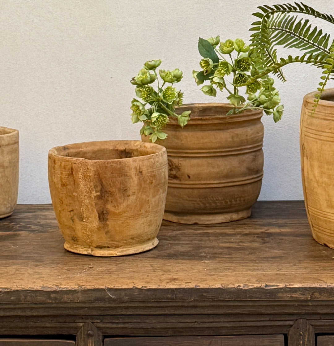 Sunbleached Wooden Nepali Plant Pots 