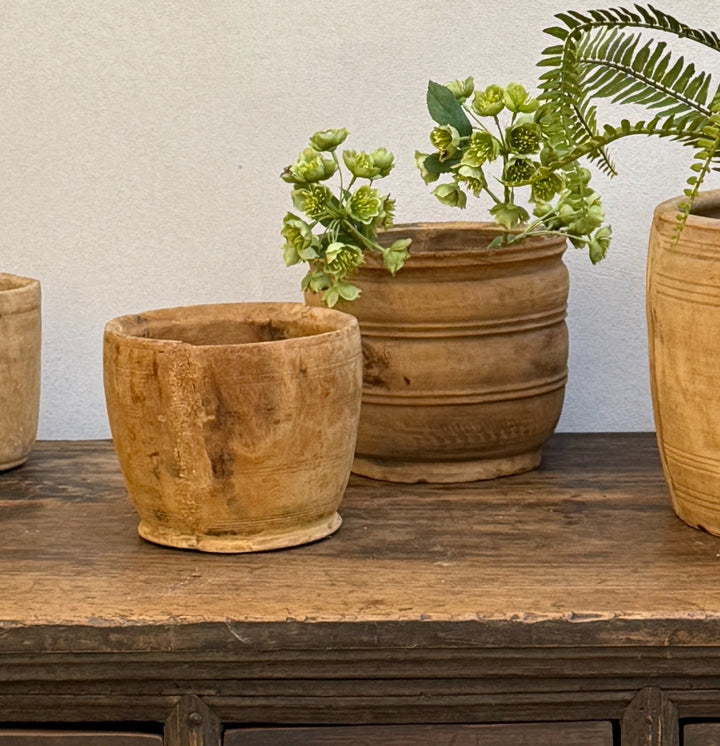 Sunbleached Wooden Nepali Plant Pots 