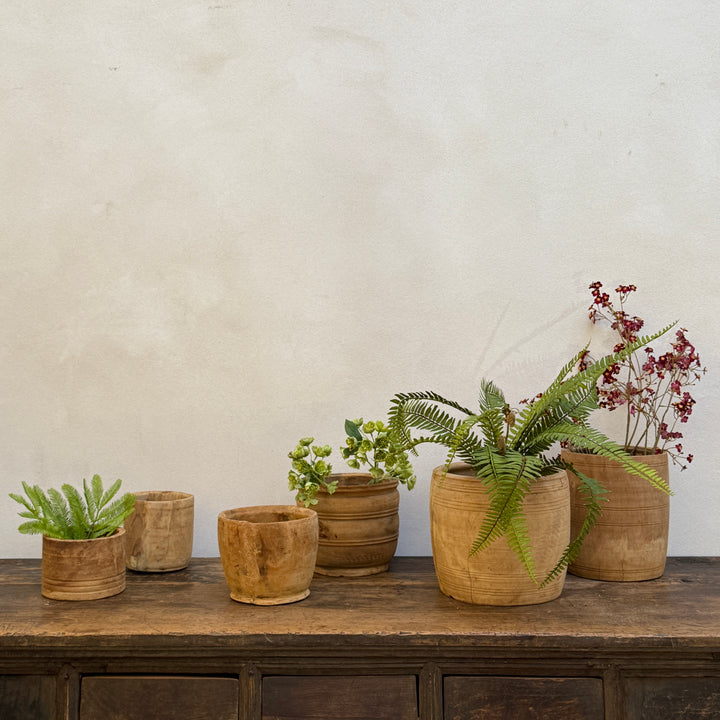 Sunbleached Wooden Nepali Plant Pots