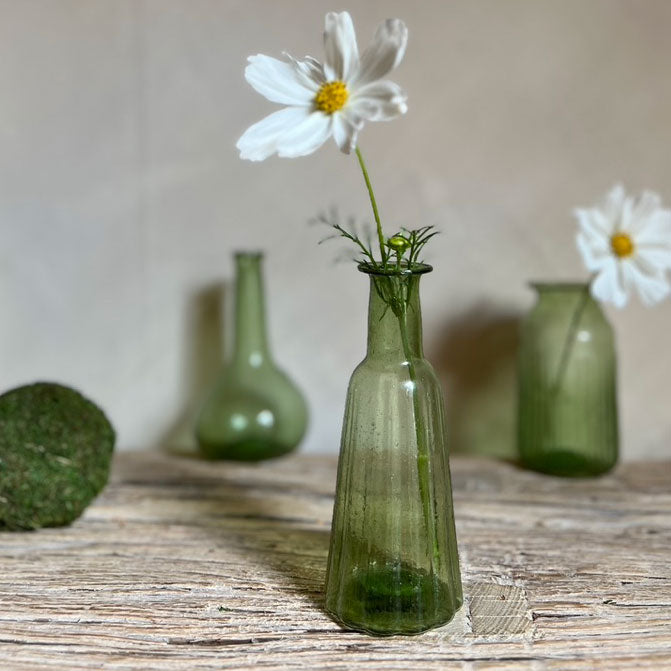 Tapered Recycled Glass Vase Green