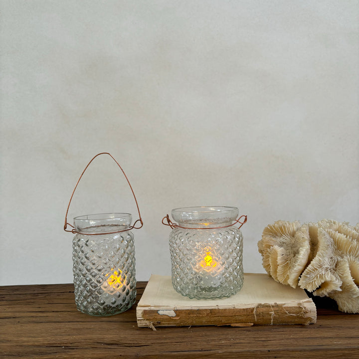 Textured Glass Tea Light Holder