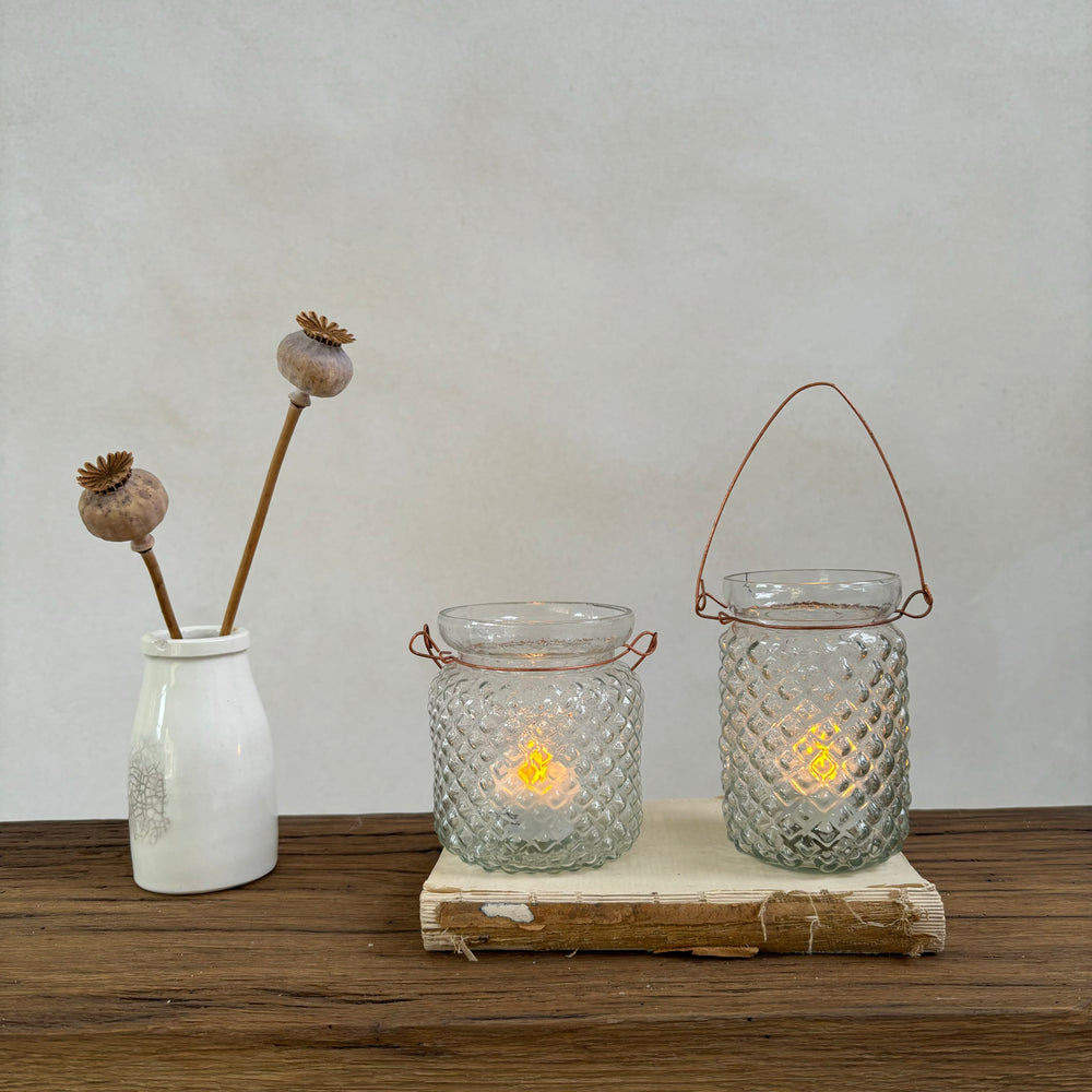 Textured Glass Tea Light Holder