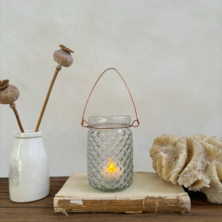 Textured Glass Tea Light Holder