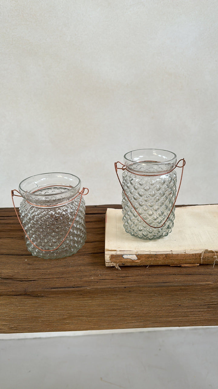 Textured Glass Tea Light Holder