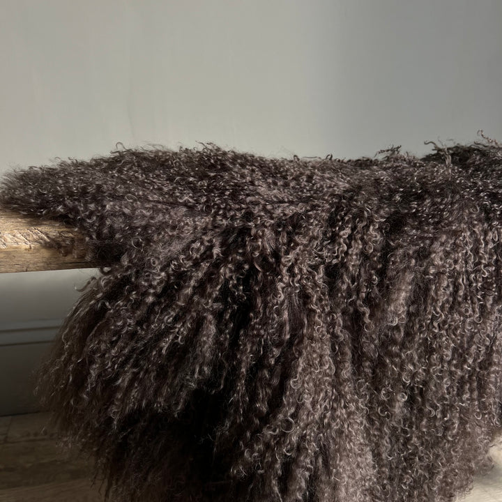 Tibetan Sheepskin Throw Rug | mocha