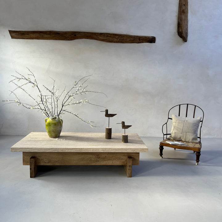 Travertine - Wood Coffee Table