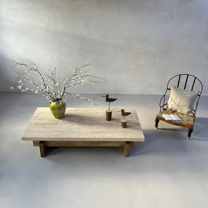 Travertine - Wood Coffee Table