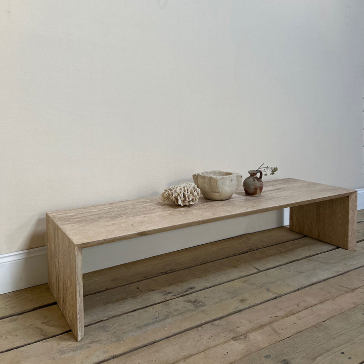 Travertine Coffee Table Rosie angled view