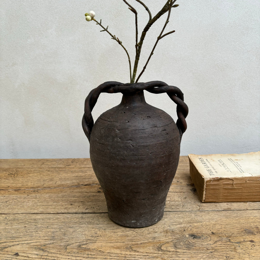 Twisted Handle Ceramic Pot