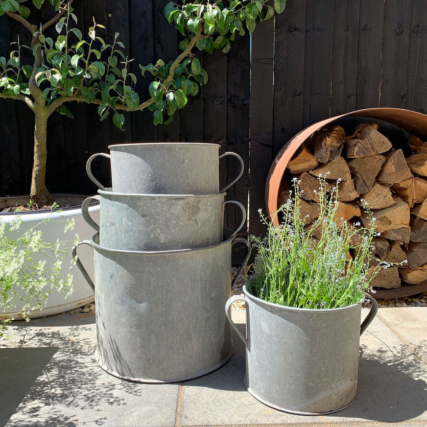 galvanised plant pots Vintage Galvanised Metal Garden Planter – Home Barn
