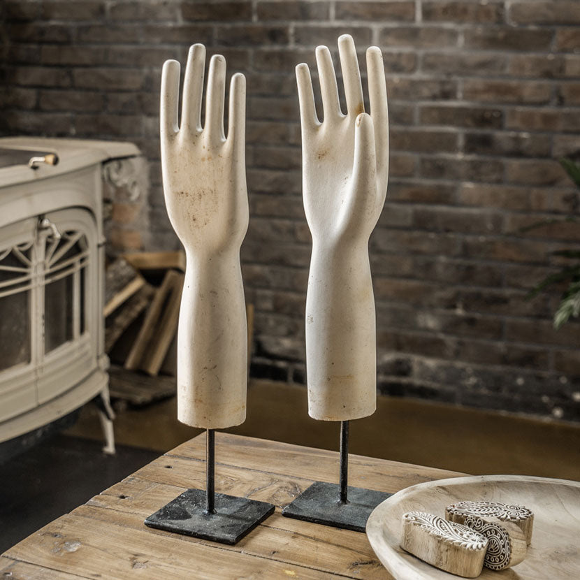 Vintage Glove Mould Ceramic Hand Form On Stand