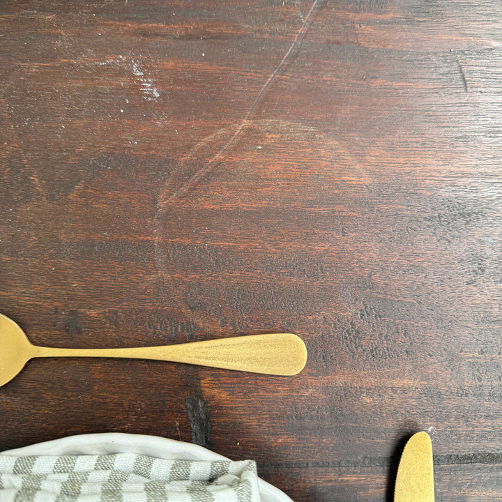 Vintage Circular Dark Wood Dining Table
