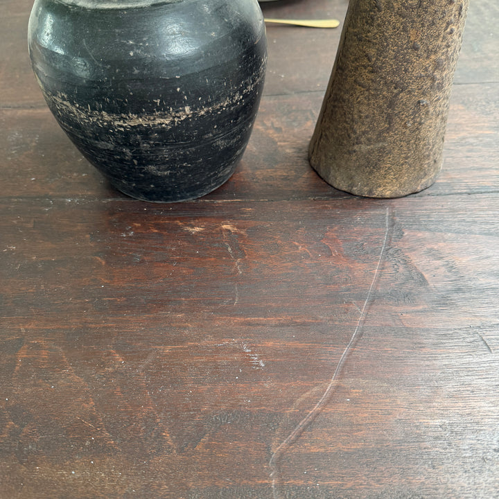 Vintage Circular Dark Wood Dining Table