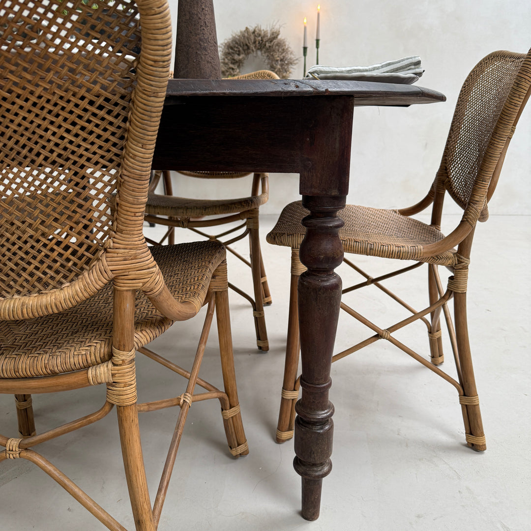 Vintage Circular Dark Wood Dining Table