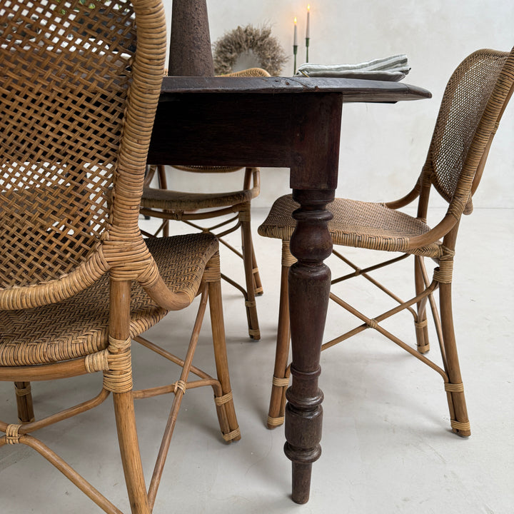 Vintage Circular Dark Wood Dining Table