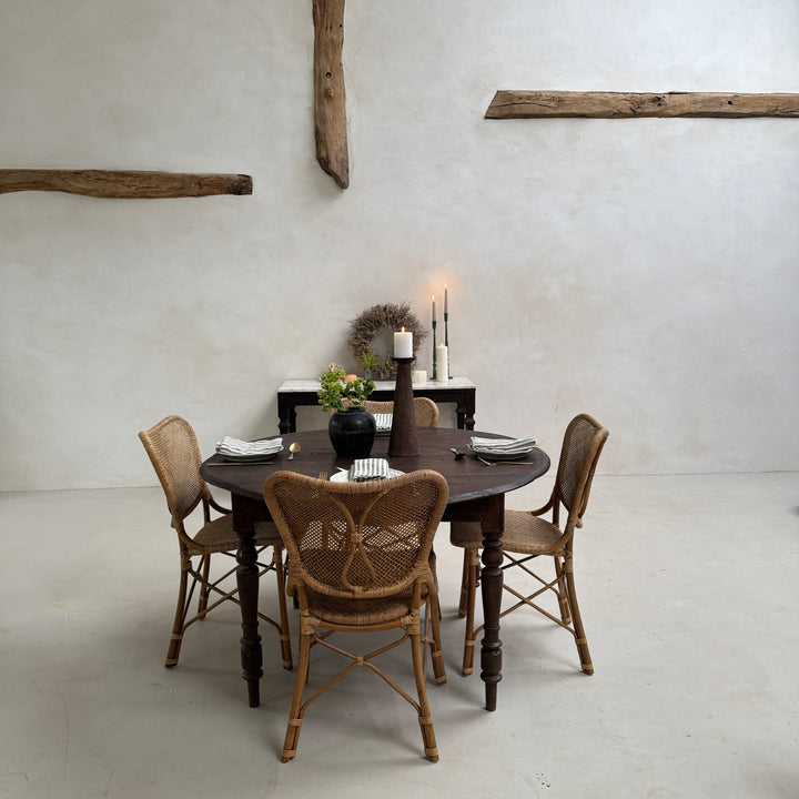 Vintage Circular Dark Wood Dining Table