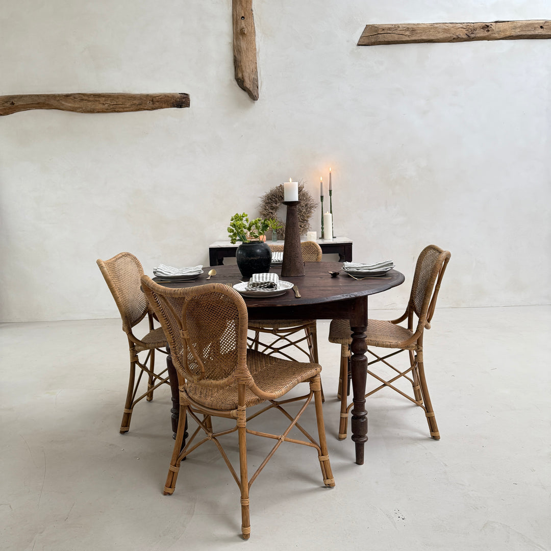 Vintage Circular Dark Wood Dining Table
