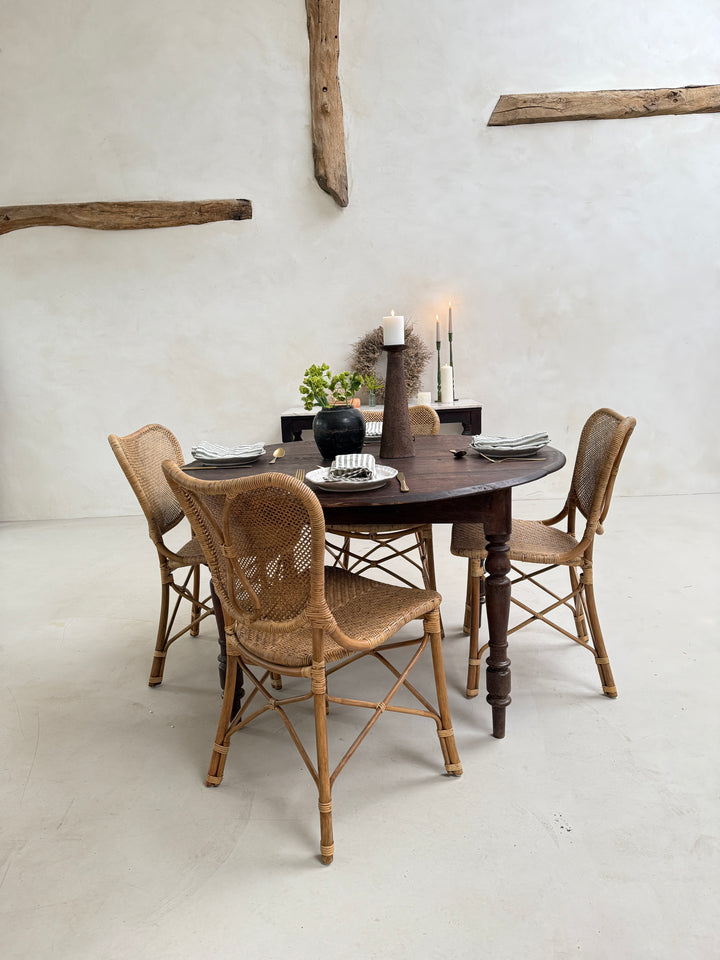 Vintage Circular Dark Wood Dining Table
