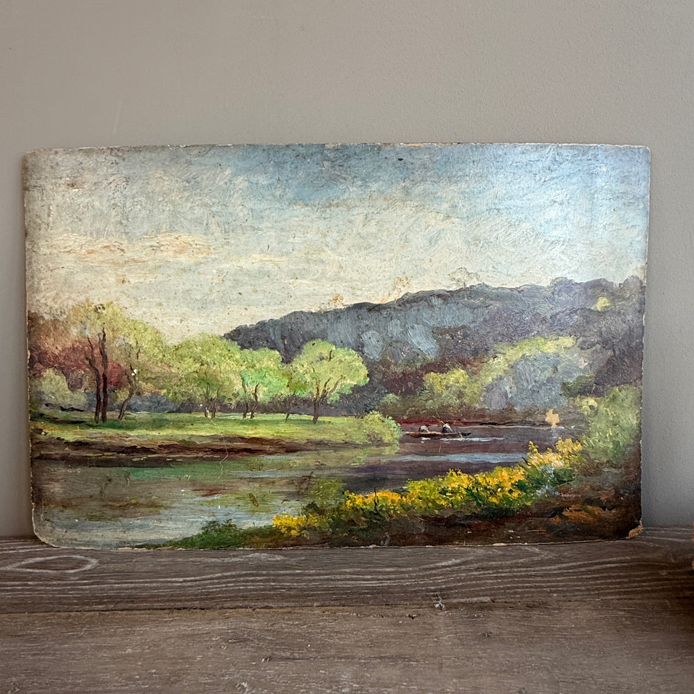 Vintage French Landscape Oil Painting | Riviera