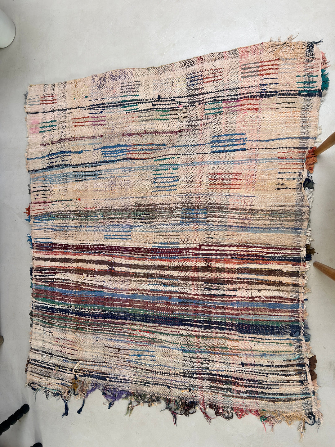 Vintage Moroccan Handmade Tuffed Rag Rug | 232 X 115 