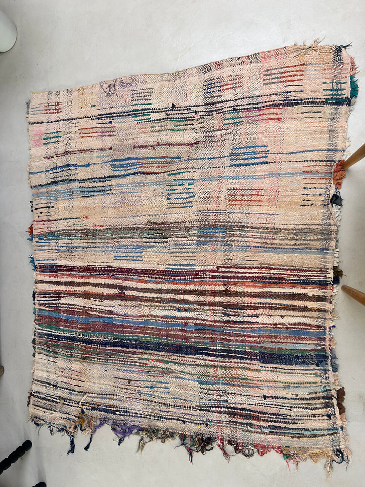 Vintage Moroccan Handmade Tuffed Rag Rug | 232 X 115 