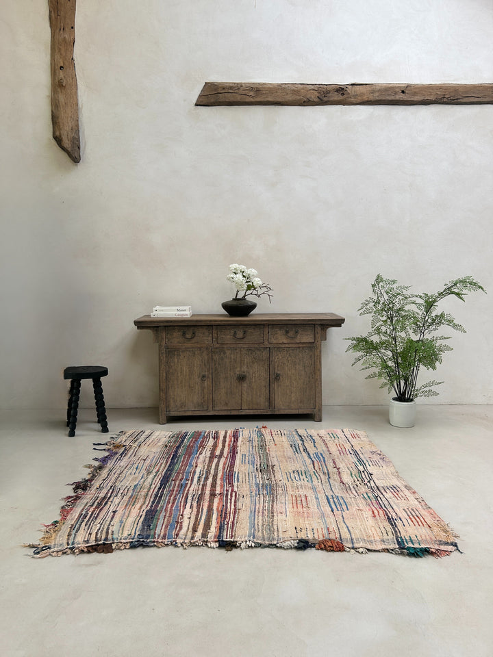Vintage Moroccan Handmade Tuffed Rag Rug | 232 X 115 