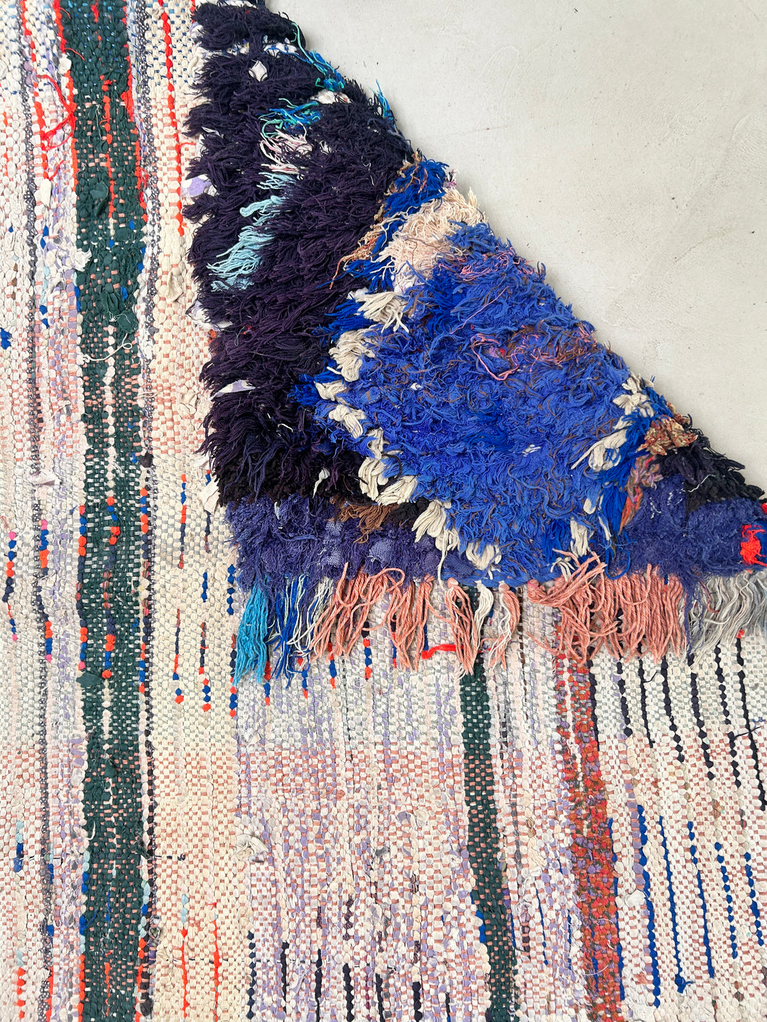 Vintage Moroccan Handmade Tuffed Rag Rug | 232 X 115 