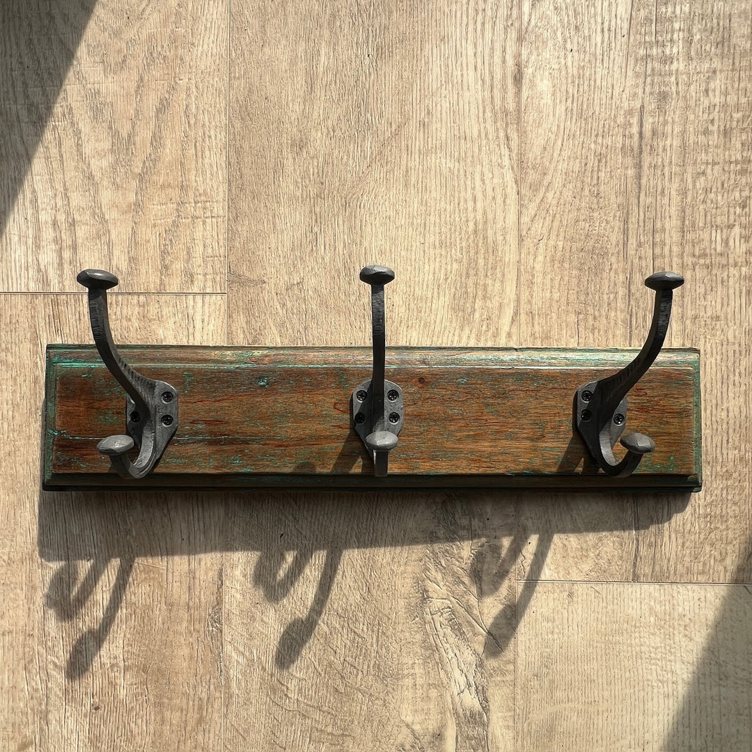 Rustic Coat Wooden Coat Rack With Metal Hooks Y&ME YM Rustic Wood