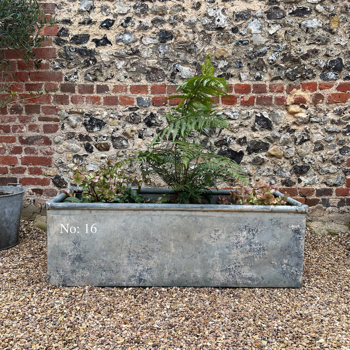 Vintage galvanised water troughs