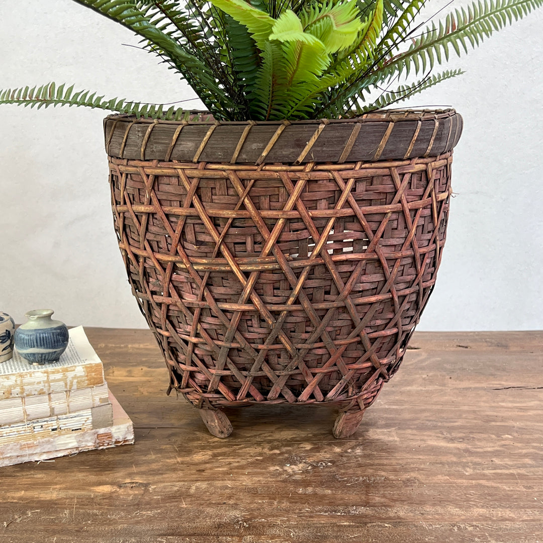 Vintage handwoven open baket | Flores 
