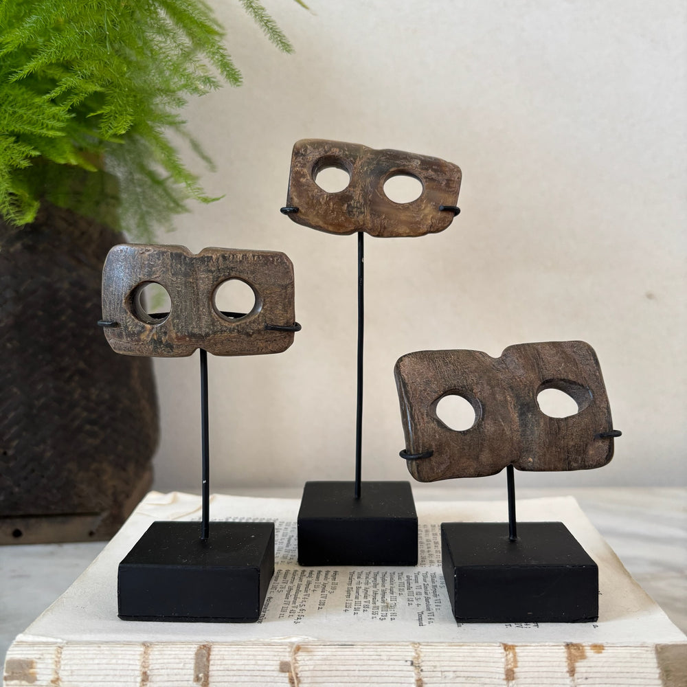 Vintage horn toggle buttons on stands | Set of 3