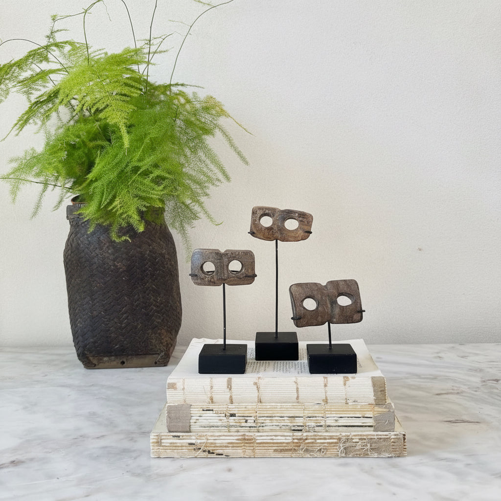 Vintage horn toggle buttons on stands | Set of 3