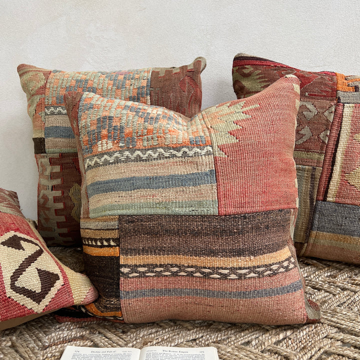 Vintage kilim patchwork cushion 50x50cm | Meryam