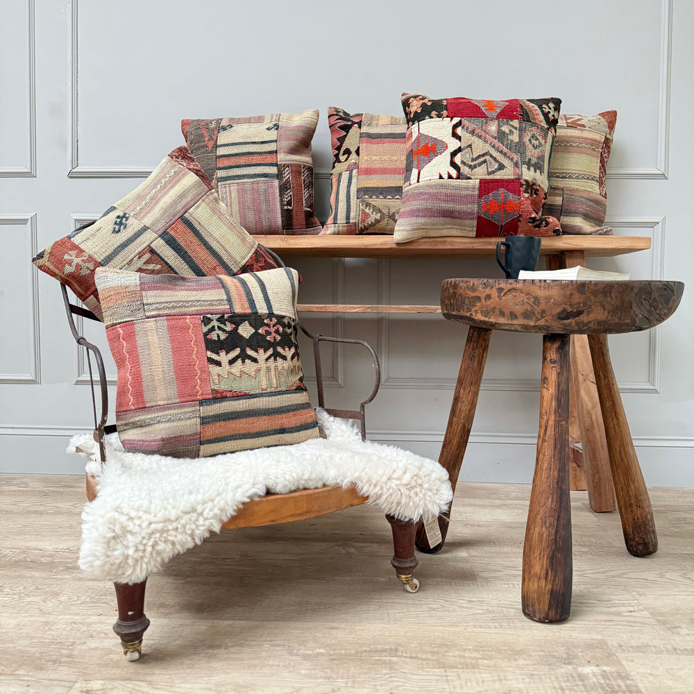 Vintage kilim patchwork cushion 50x50cm | Meryam