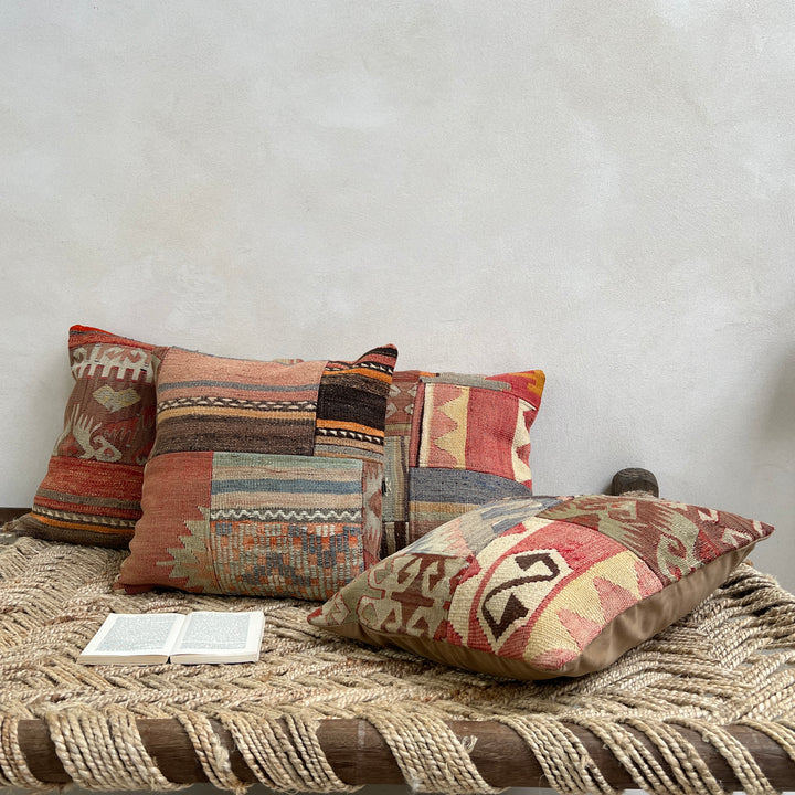 Vintage kilim patchwork cushion 50x50cm | Meryam b 